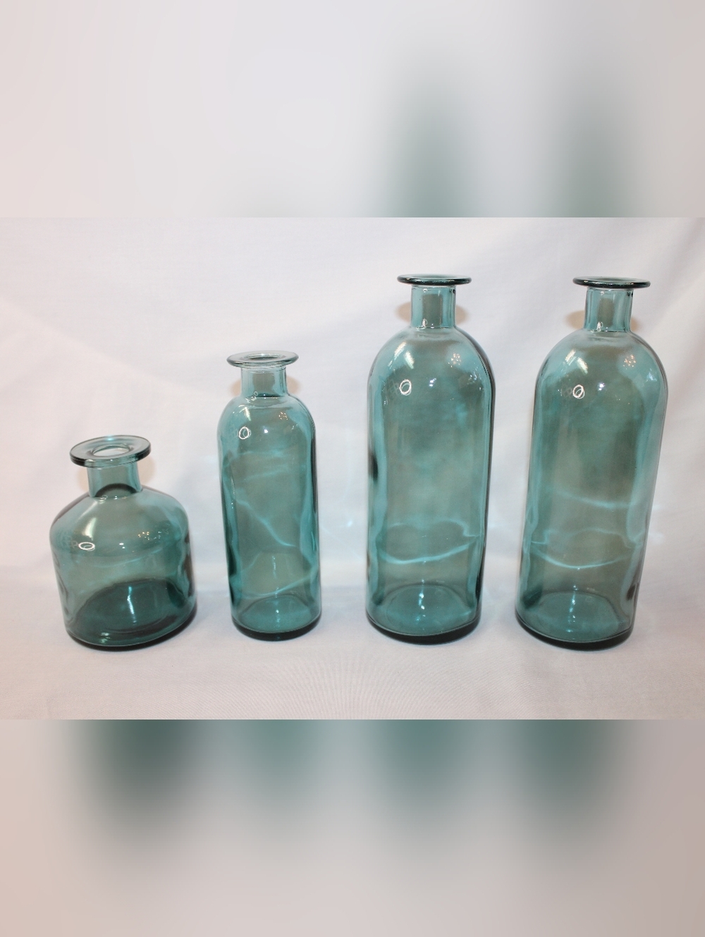 Teal Glass Bud Vase -Set Of 4